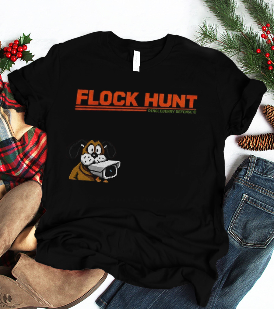 Flock Hunt Pixelated Canine Dingleberry Defense Security Camera T-Shirt
