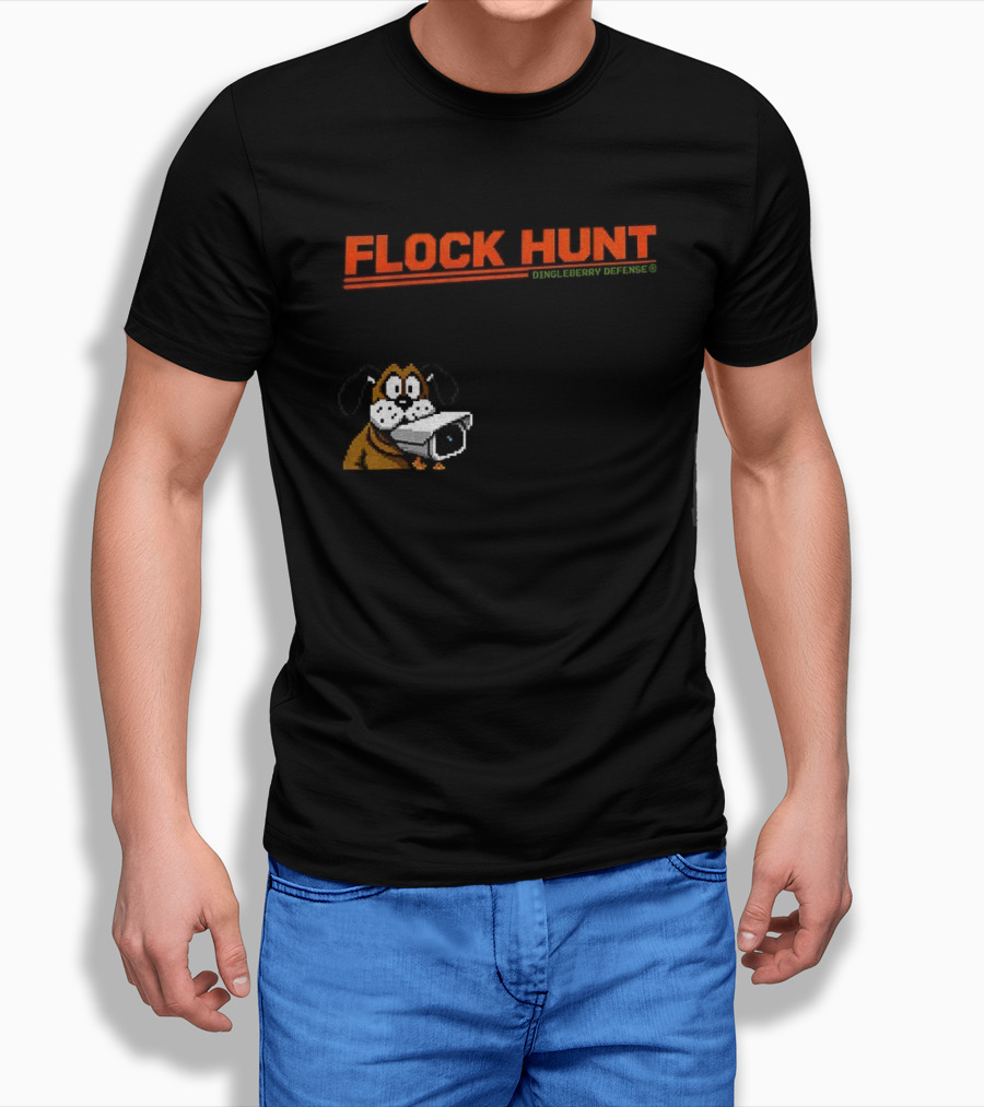 Flock Hunt Pixelated Canine Dingleberry Defense Security Camera T-Shirt