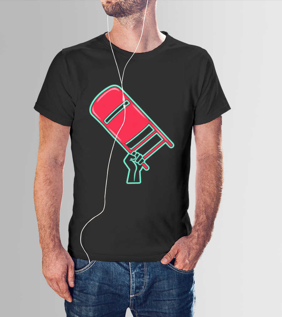 Rebellious Raised Fist Holding Red Chair Protest T-Shirt