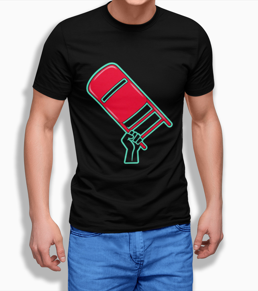 Rebellious Raised Fist Holding Red Chair Protest T-Shirt
