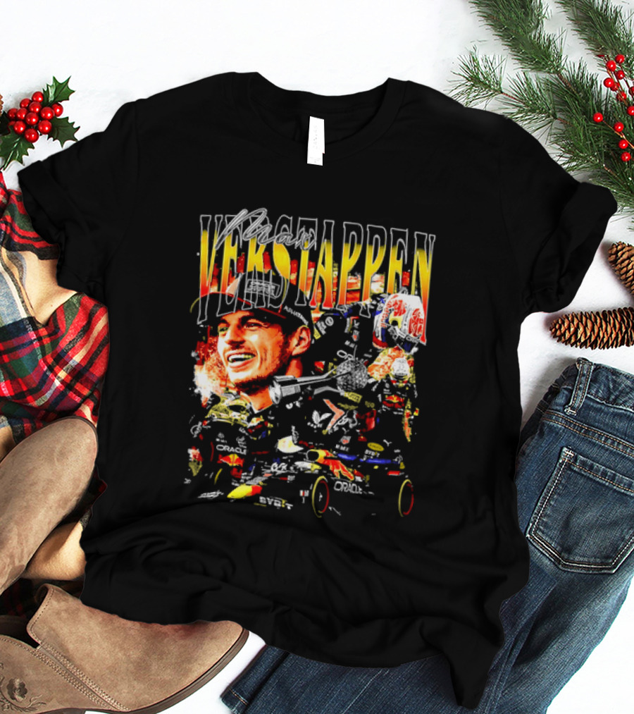 Max Verstappen Red Bull Racing F1 Driver Trophy Car Photo Collage T-Shirt
