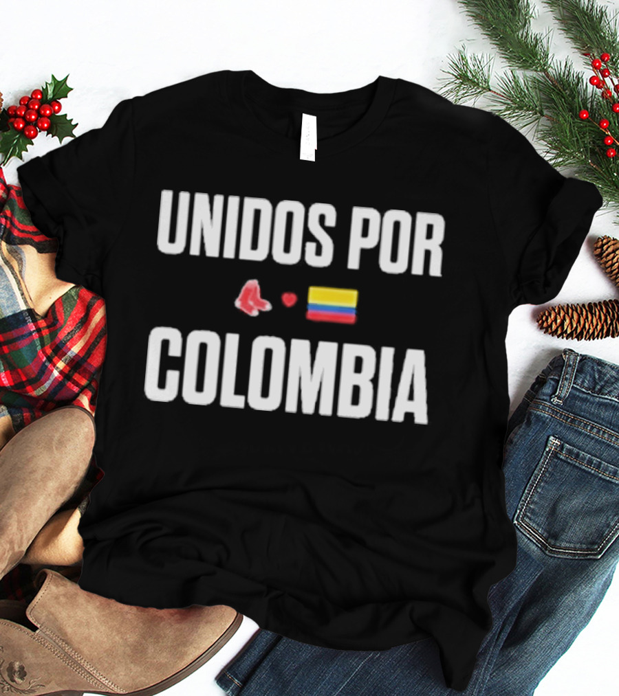 Unidos Por Colombia Red Sox Flag Baseball Collaboration T-Shirt