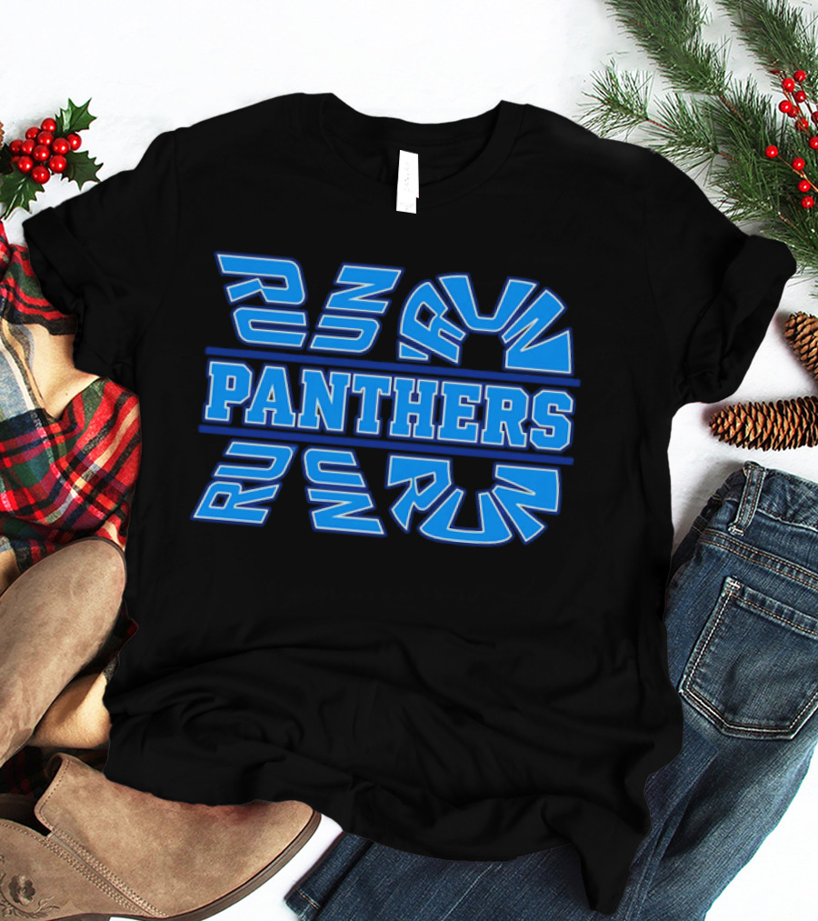 Run Panthers Repeated Blue Kinetic Athletic Block T-Shirt