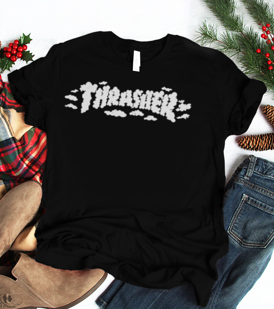 Thrasher Clouds Spanky Skateboard Magazine White T-Shirt