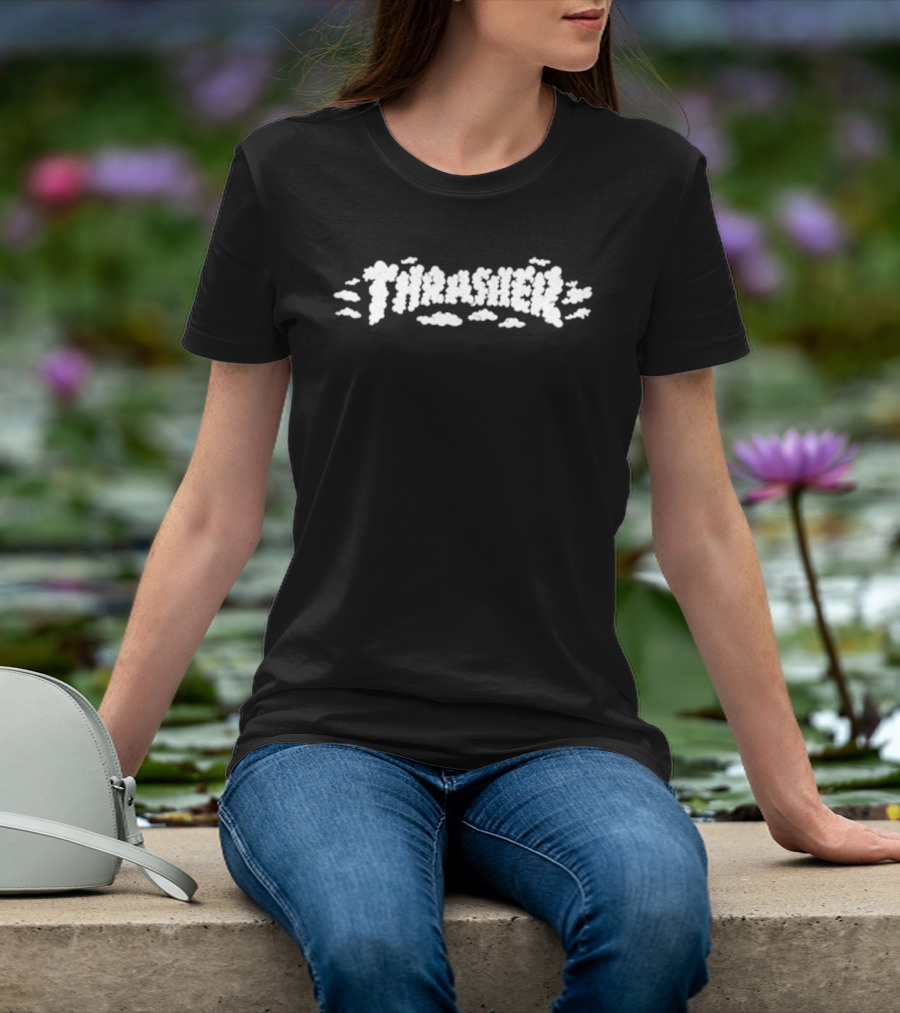 Thrasher Clouds Spanky Skateboard Magazine White T-Shirt