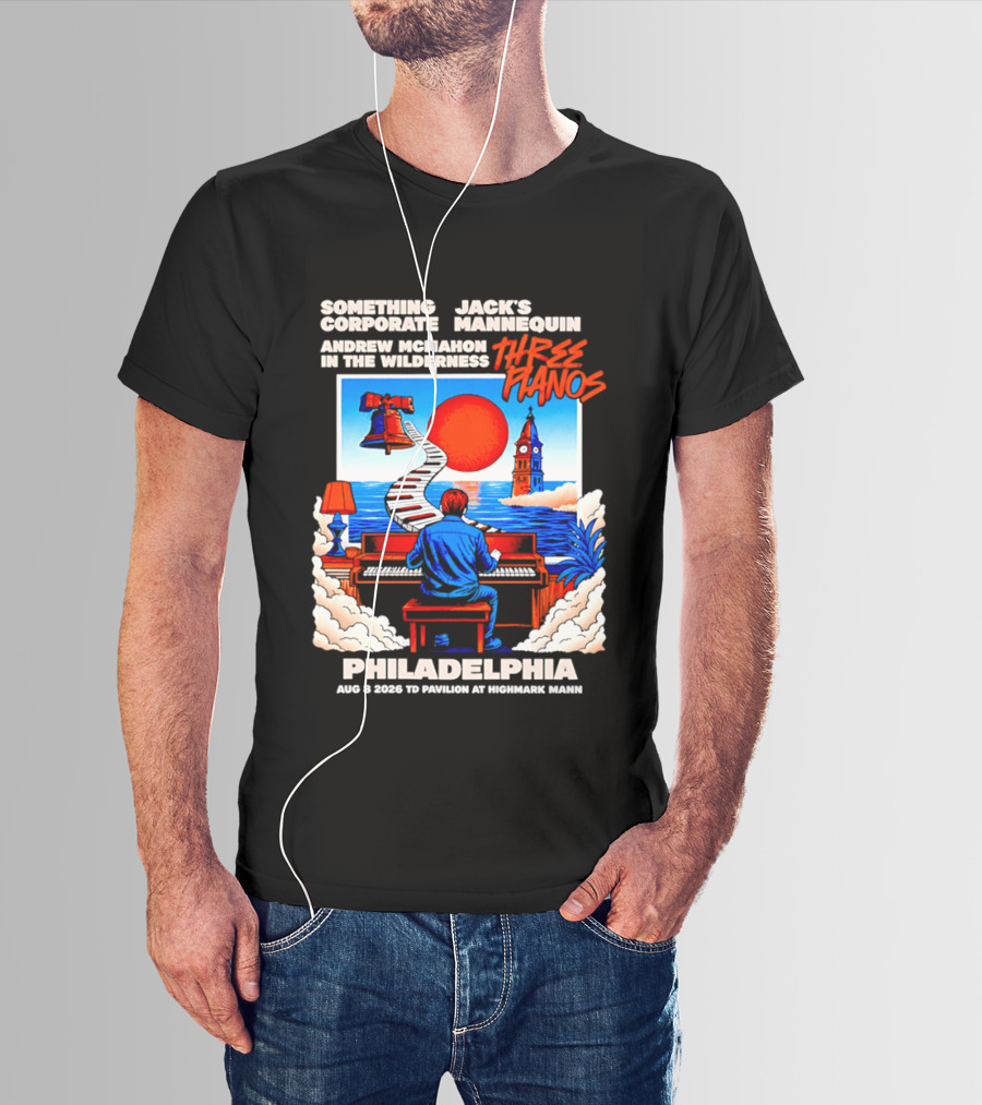 Something Corporate Jack's Mannequin Andrew McMahon Three Pianos Philadelphia Aug 08 2026 T-Shirt