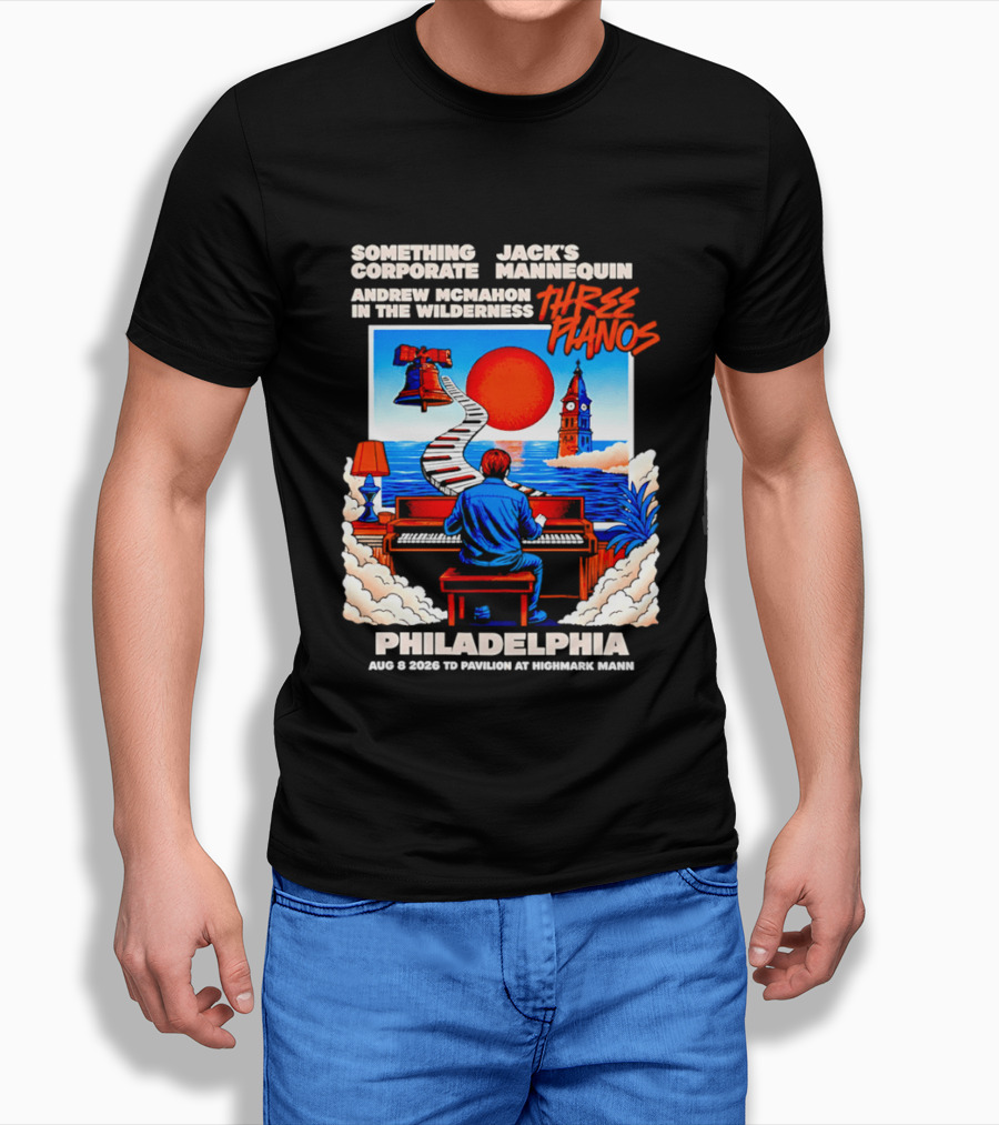 Something Corporate Jack's Mannequin Andrew McMahon Three Pianos Philadelphia Aug 08 2026 T-Shirt