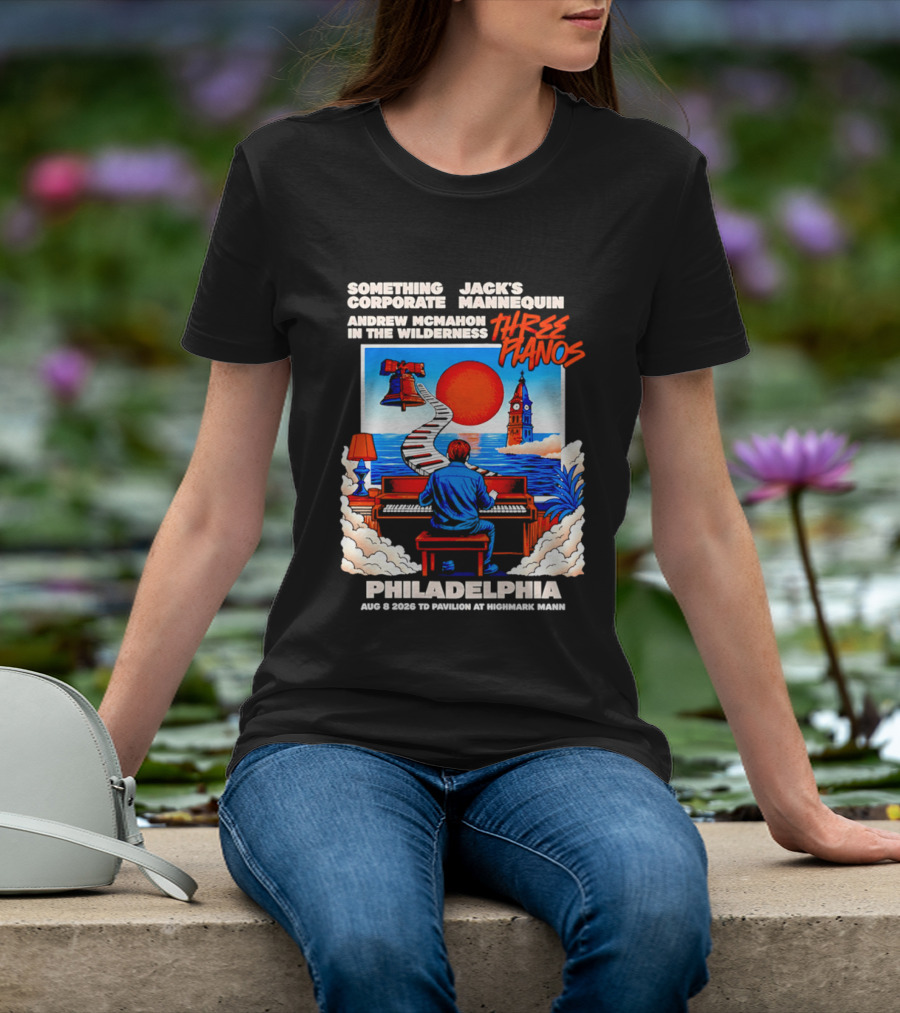 Something Corporate Jack's Mannequin Andrew McMahon Three Pianos Philadelphia Aug 08 2026 T-Shirt