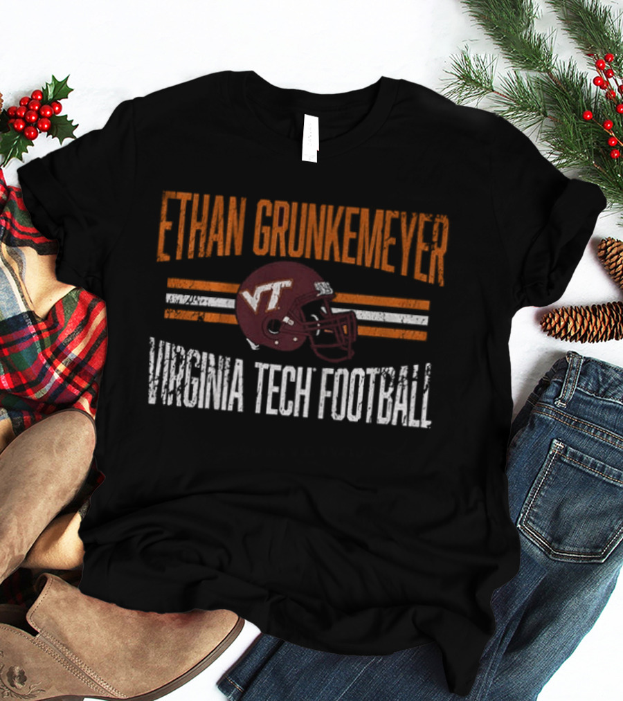 Ethan Grunkemeyer Virginia Tech Football VT Helmet T-Shirt