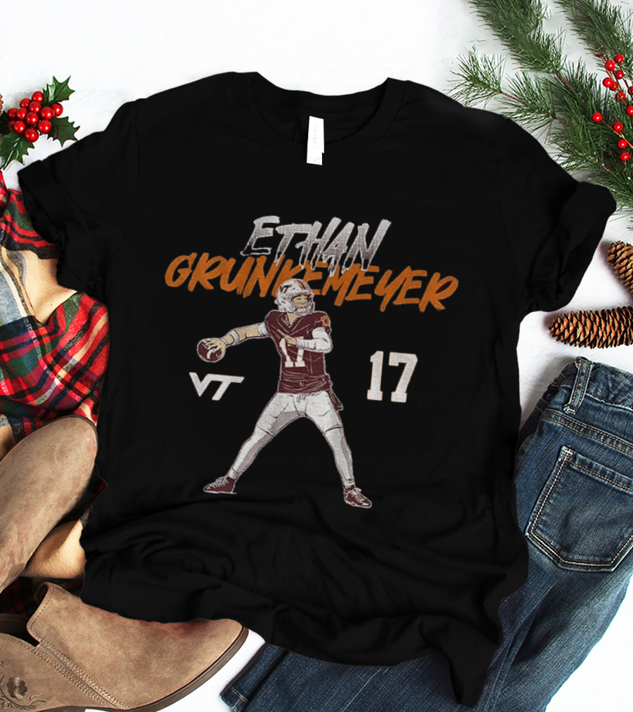 Ethan Grunkemeyer Virginia Tech Football VT 17 T-Shirt