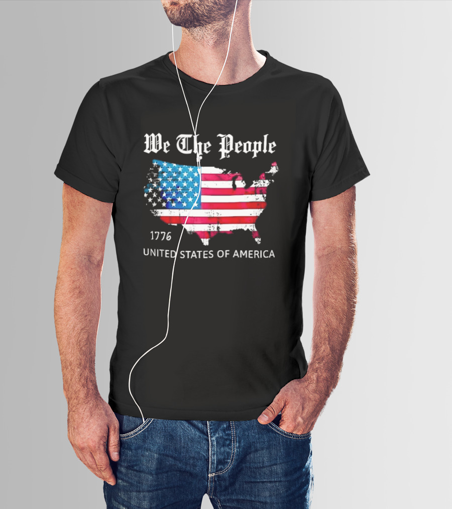 We The People 1776 Distressed USA Map Flag United States Of America T-Shirt