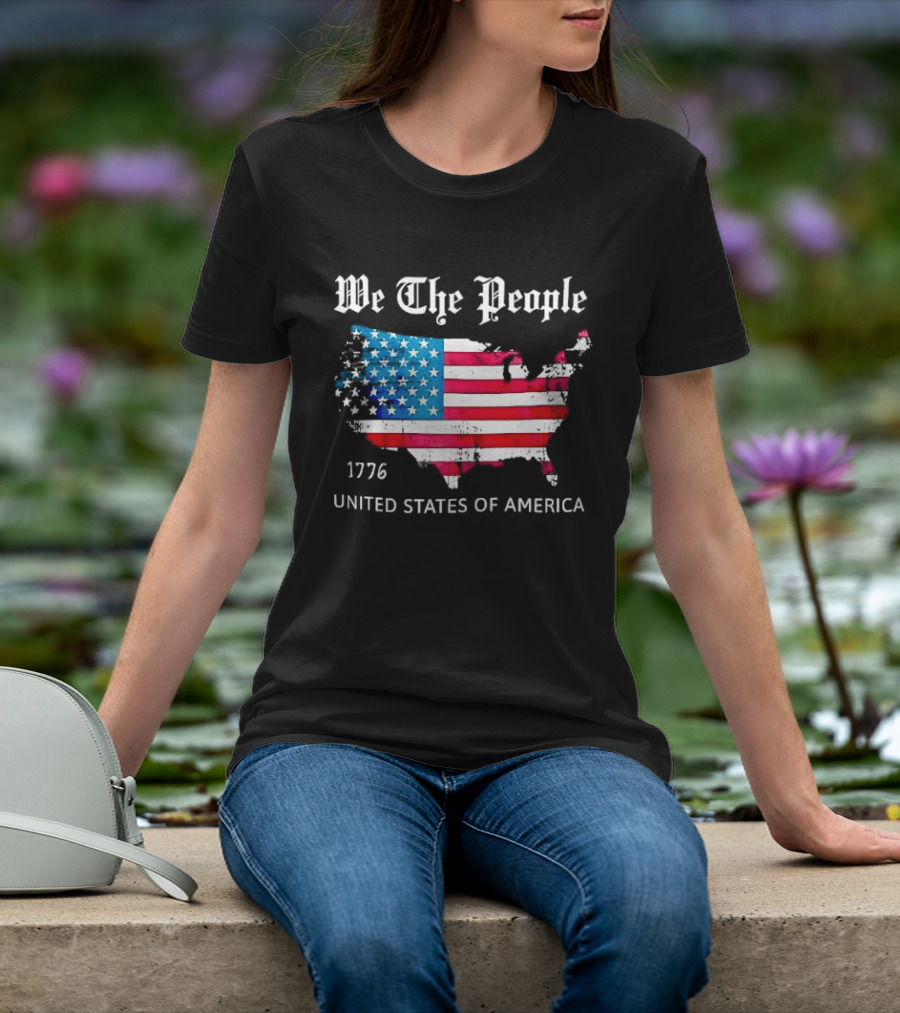 We The People 1776 Distressed USA Map Flag United States Of America T-Shirt