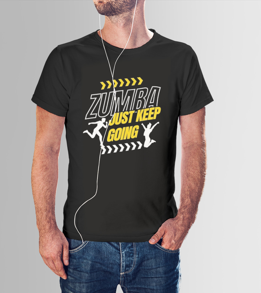 Zumba Just Keep Going Fitness Running Jumping Chevron Arrows T-Shirt
