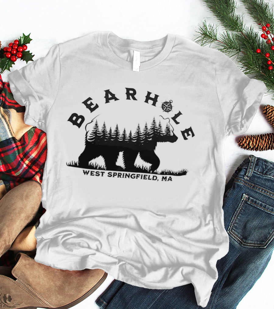 Bearhole West Springfield MA Bear Forest Landscape Compass T-Shirt