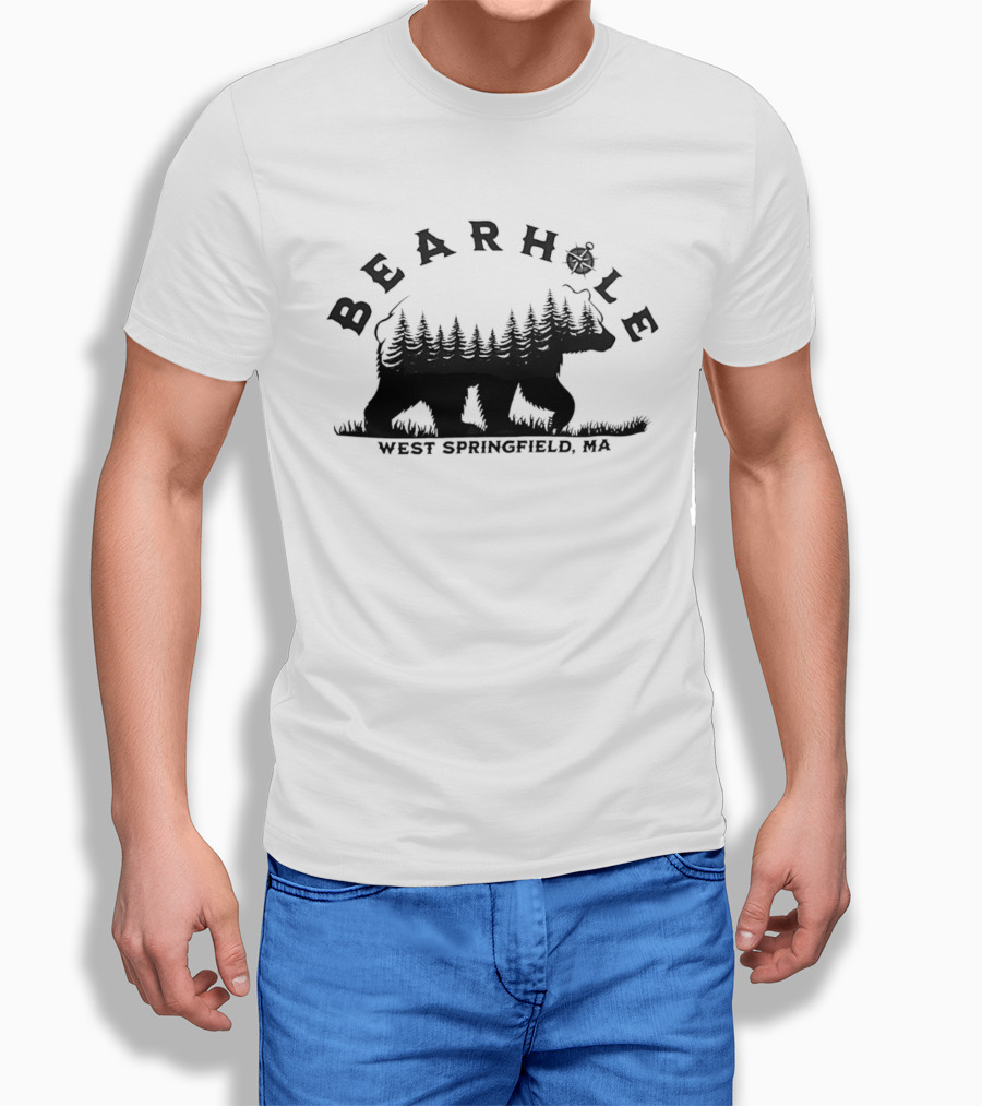 Bearhole West Springfield MA Bear Forest Landscape Compass T-Shirt