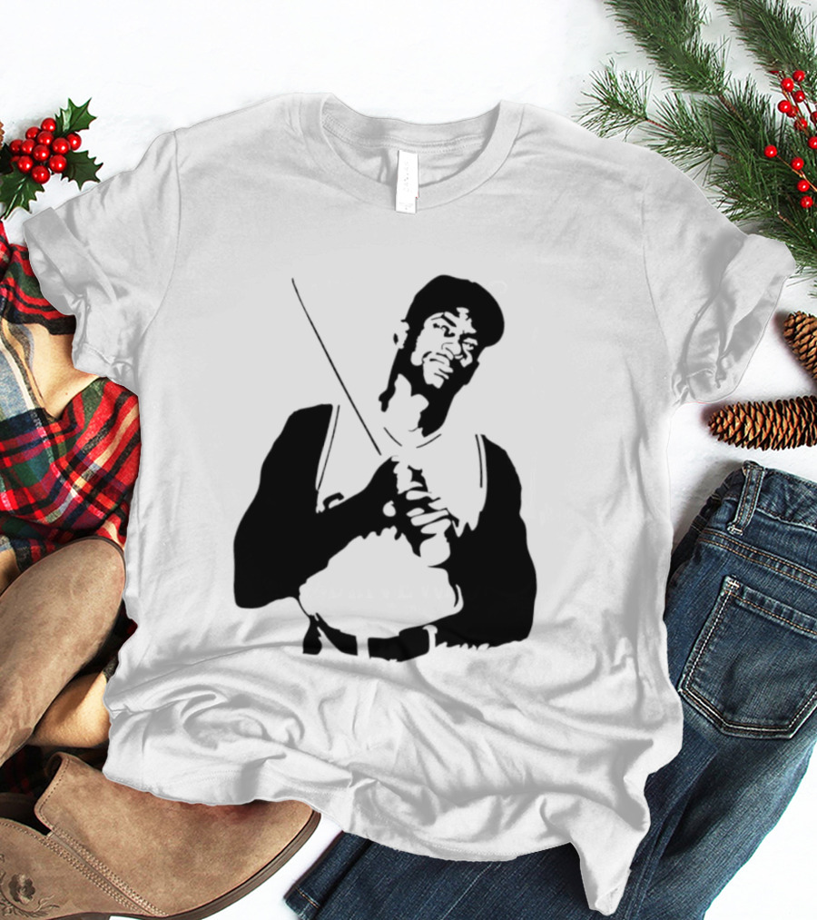 Black And White Stencil Baseball Batter Holding Bat T-Shirt