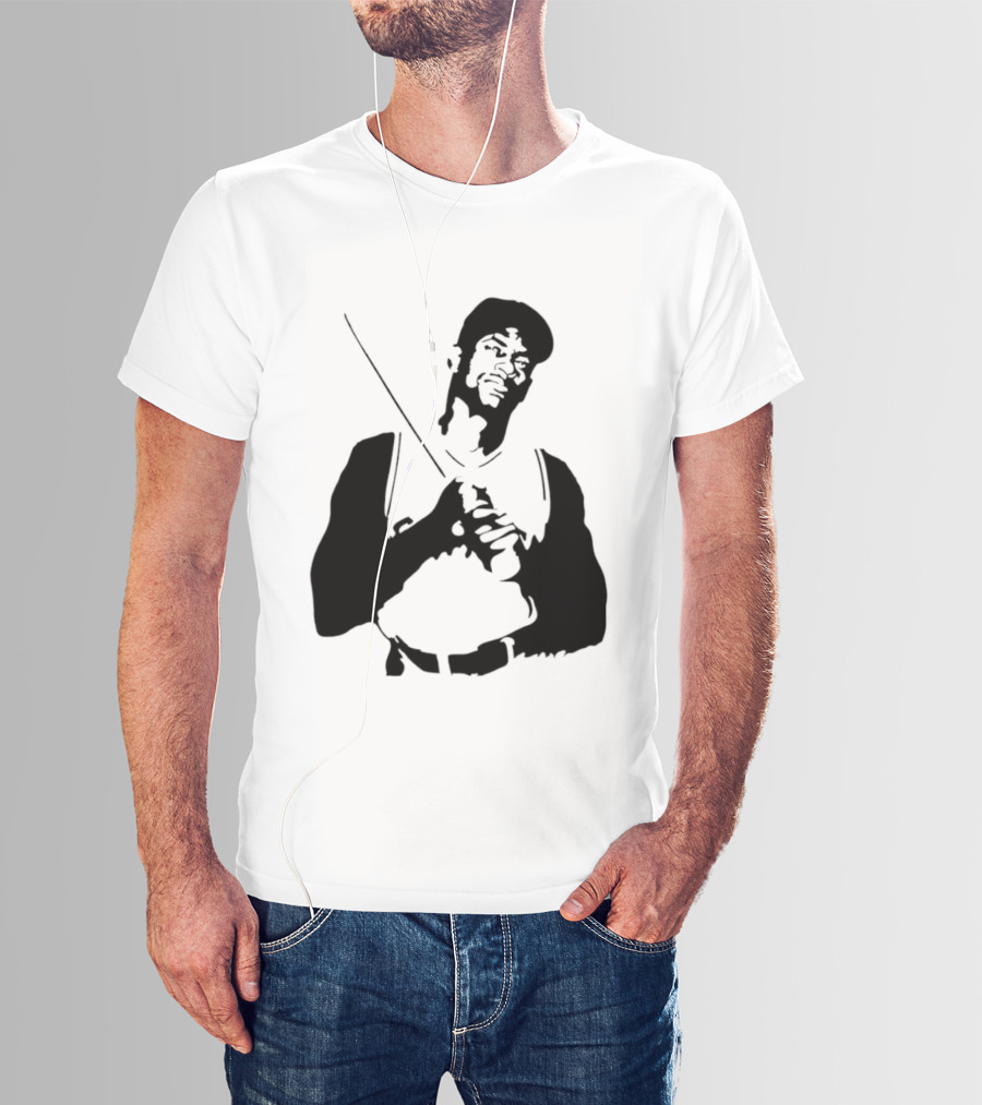 Black And White Stencil Baseball Batter Holding Bat T-Shirt