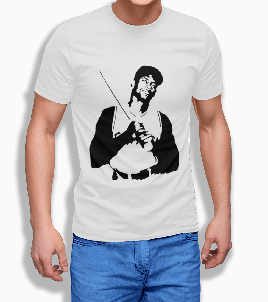 Black And White Stencil Baseball Batter Holding Bat T-Shirt