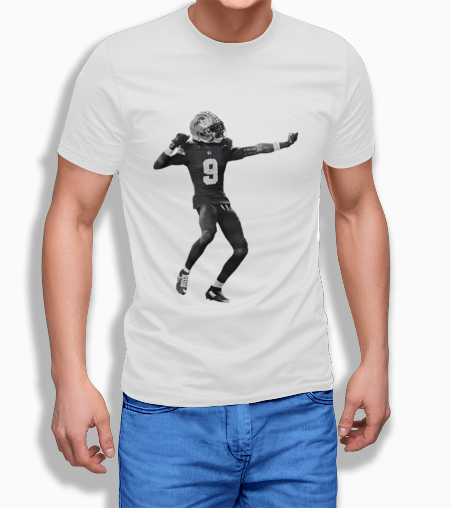 Detroit Lions Number 9 Celebratory Pose Football Athlete Cutout T-Shirt