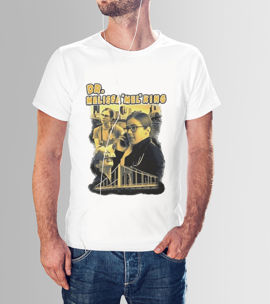 Dr Melissa Mel King Female Doctor Pittsburgh Yellow Bridge Collage T-Shirt