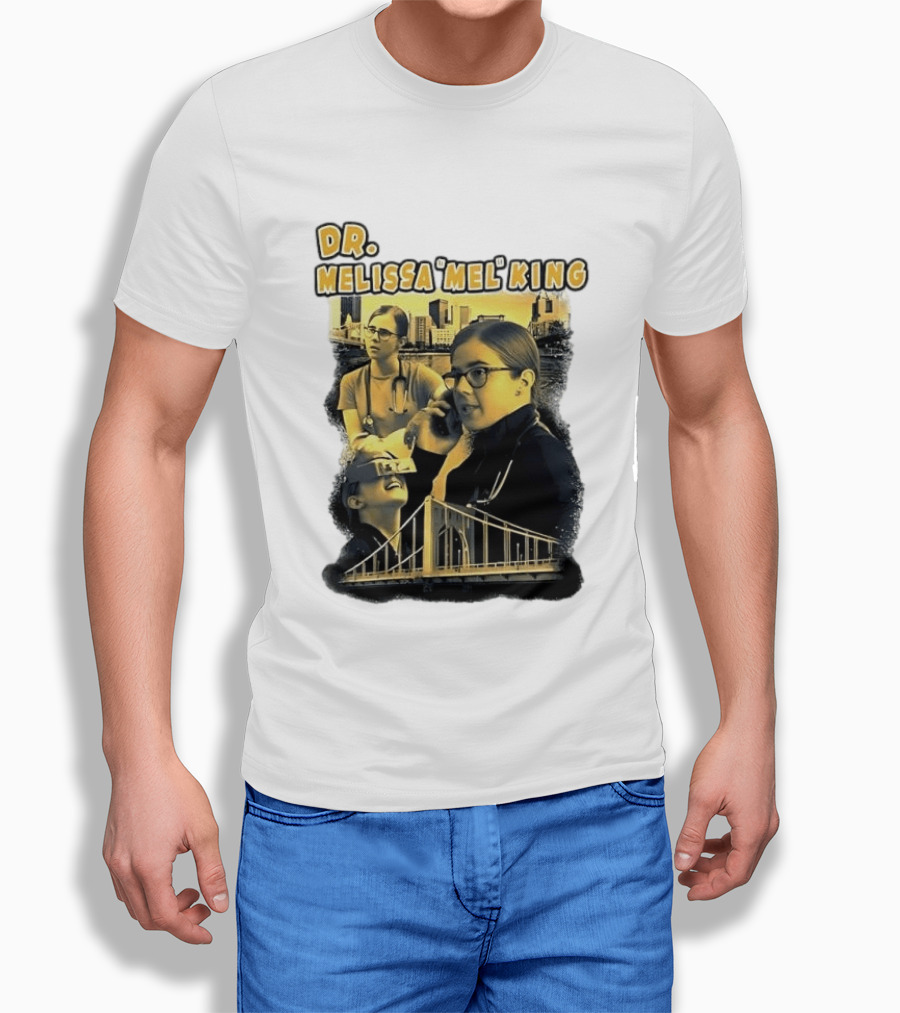 Dr Melissa Mel King Female Doctor Pittsburgh Yellow Bridge Collage T-Shirt