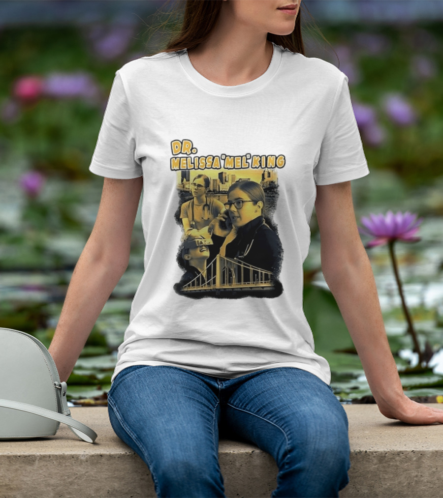 Dr Melissa Mel King Female Doctor Pittsburgh Yellow Bridge Collage T-Shirt