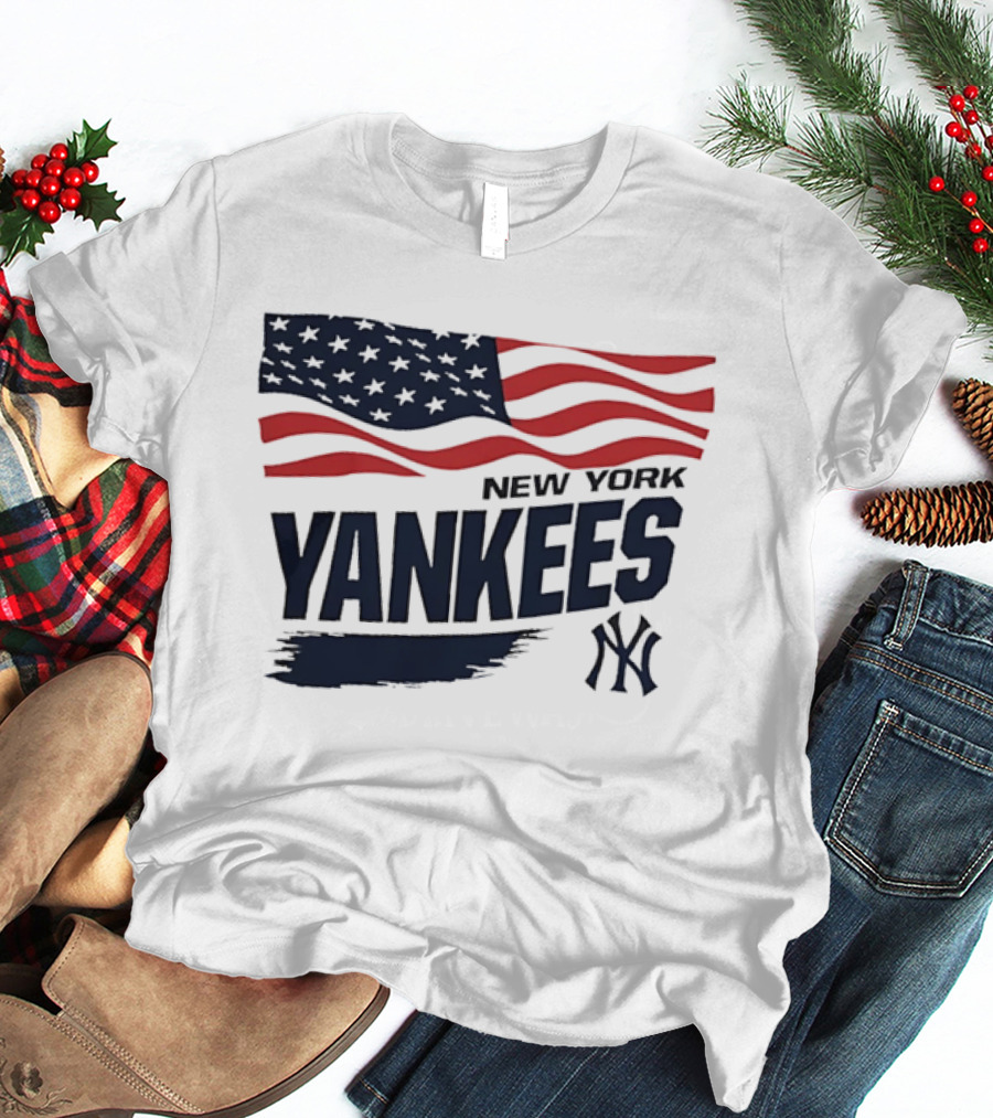 New York Yankees American Flag Brushstroke NY Yankees MLB T-Shirt