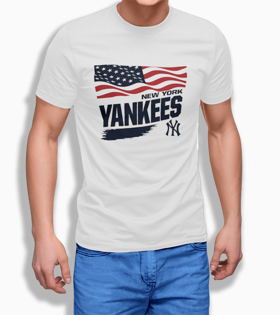 New York Yankees American Flag Brushstroke NY Yankees MLB T-Shirt