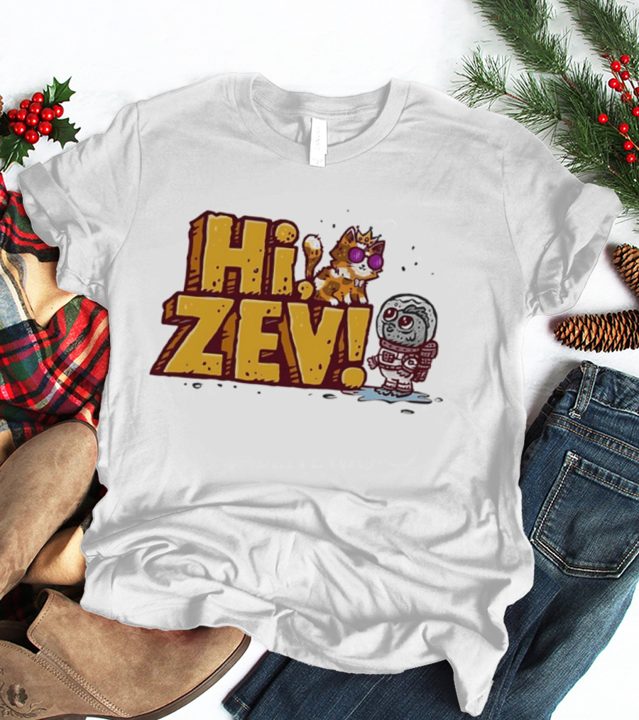 Hi Zev Cartoon Calico Cat Sunglasses Astronaut Creature T-Shirt