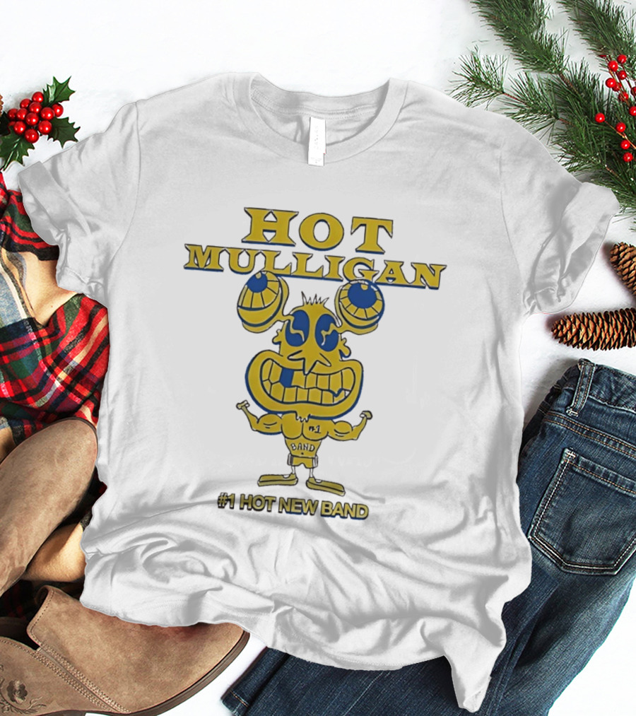 Hot Mulligan New Band Cartoon Flexing Biceps Yellow Version T-Shirt