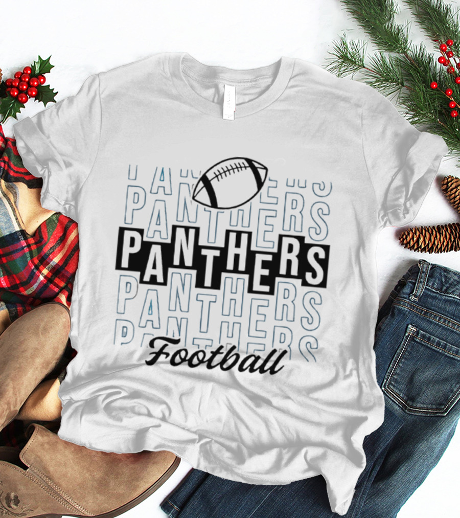 Panthers Football Gridiron Ball Panthers Line Blue T-Shirt