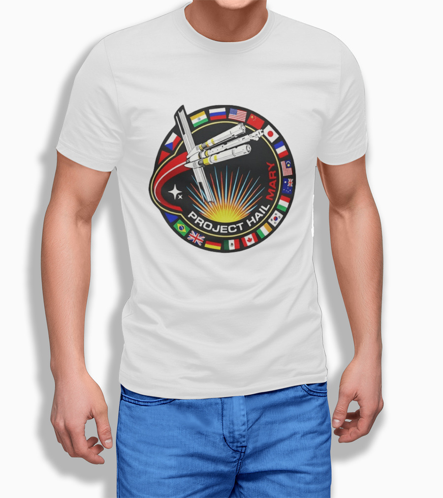 Project Hail Mary Ryland Grace Sci Fi Spacecraft Mission Flags T-Shirt