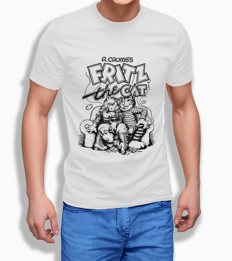 R. Crumb's Fritz The Cat Couch With Characters Smoking And Relaxing T-Shirt