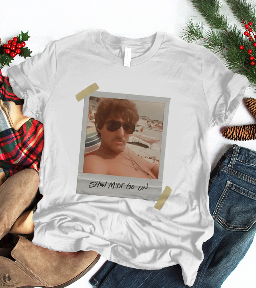 Show Must Go On Man At Beach Retro Style Polaroid T-Shirt