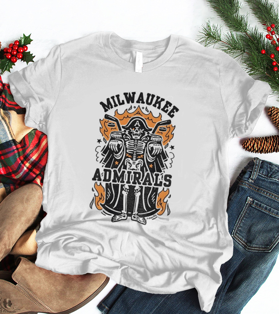 Milwaukee Admirals Skeleton Emblem Halloween T-Shirt
