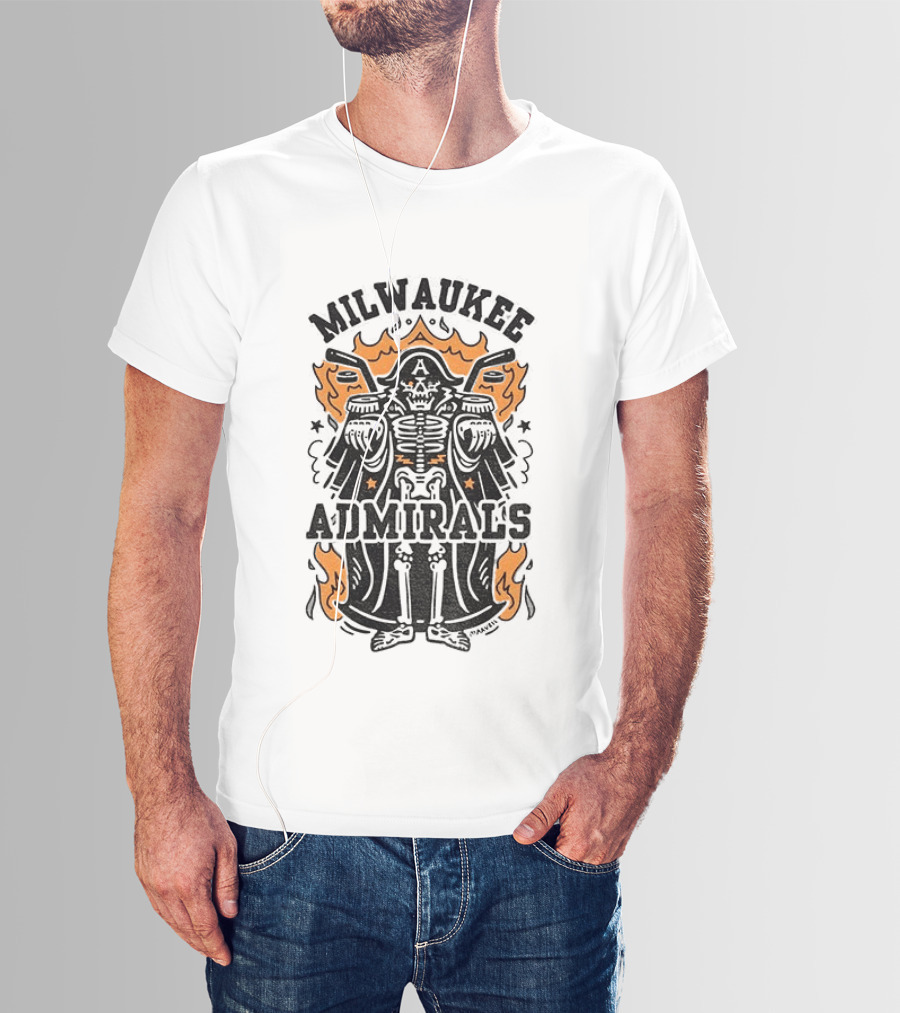 Milwaukee Admirals Skeleton Emblem Halloween T-Shirt
