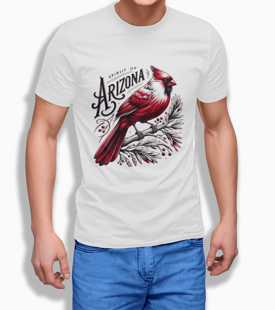 Arizona Red Cardinal Spirit Perched On Branch Berries T-Shirt