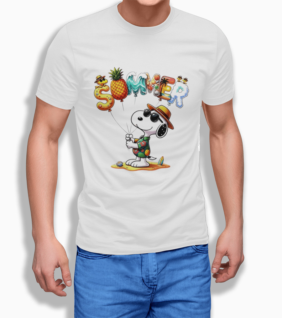 Snoopy Summer Sunglasses Pineapple Beach Balloons Fun T-Shirt