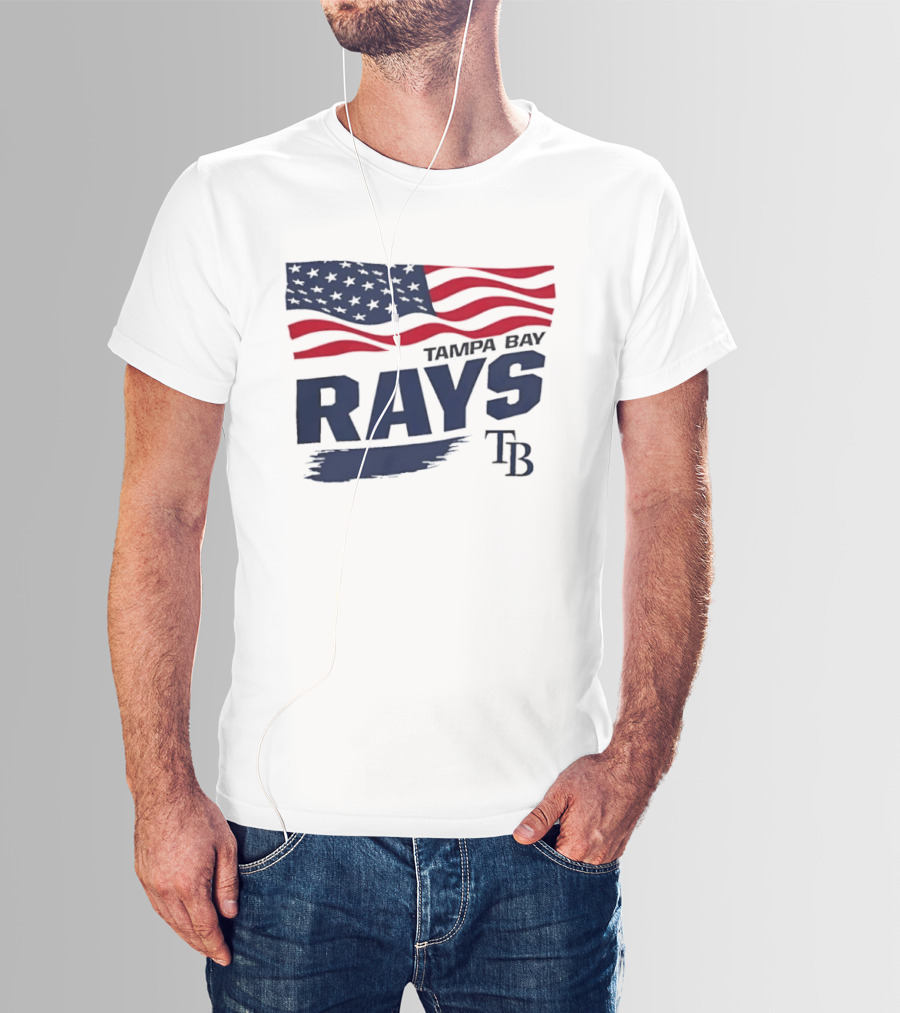 Tampa Bay Rays MLB American Flag Brush Stroke TB T-Shirt