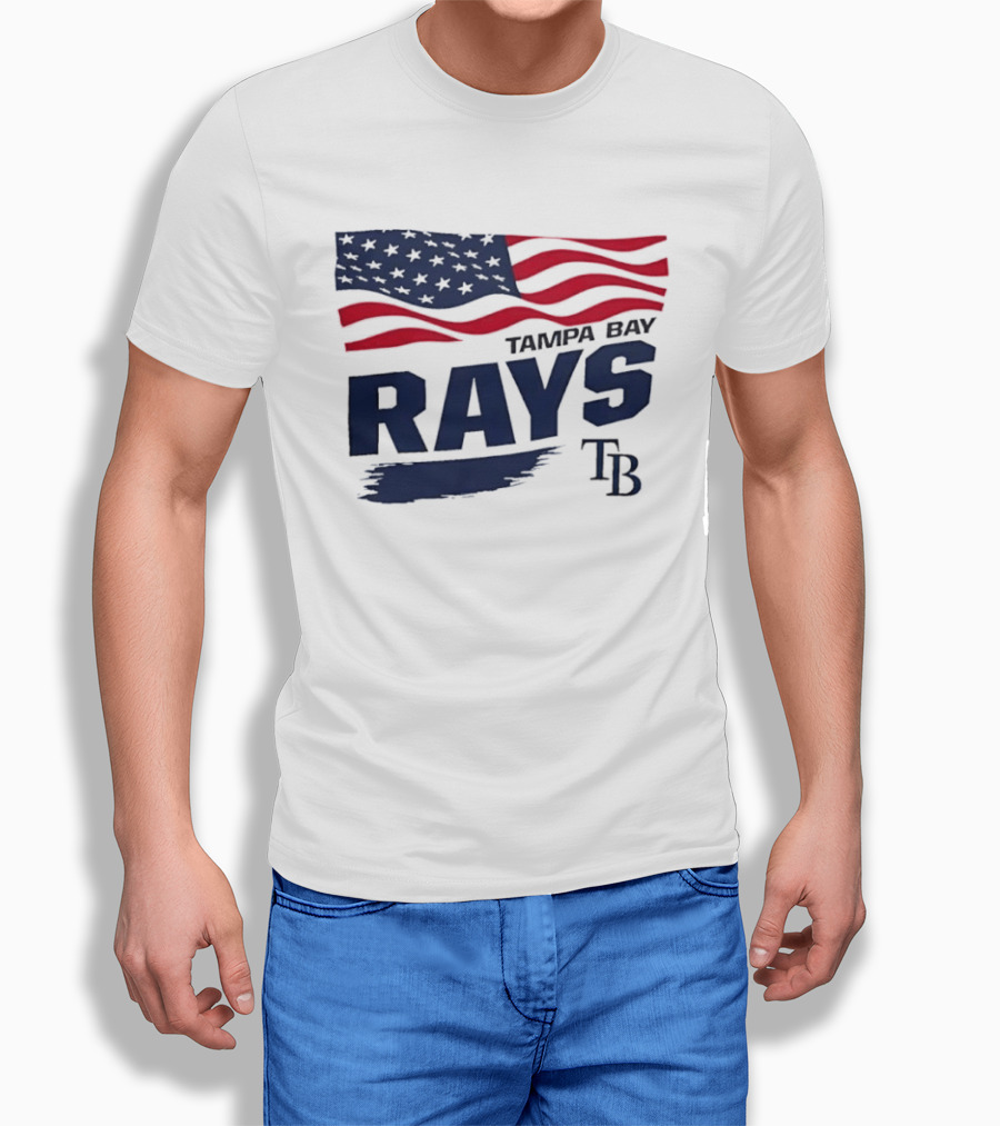 Tampa Bay Rays MLB American Flag Brush Stroke TB T-Shirt