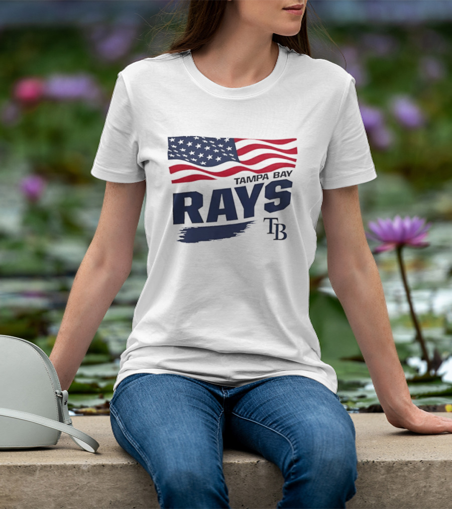 Tampa Bay Rays MLB American Flag Brush Stroke TB T-Shirt