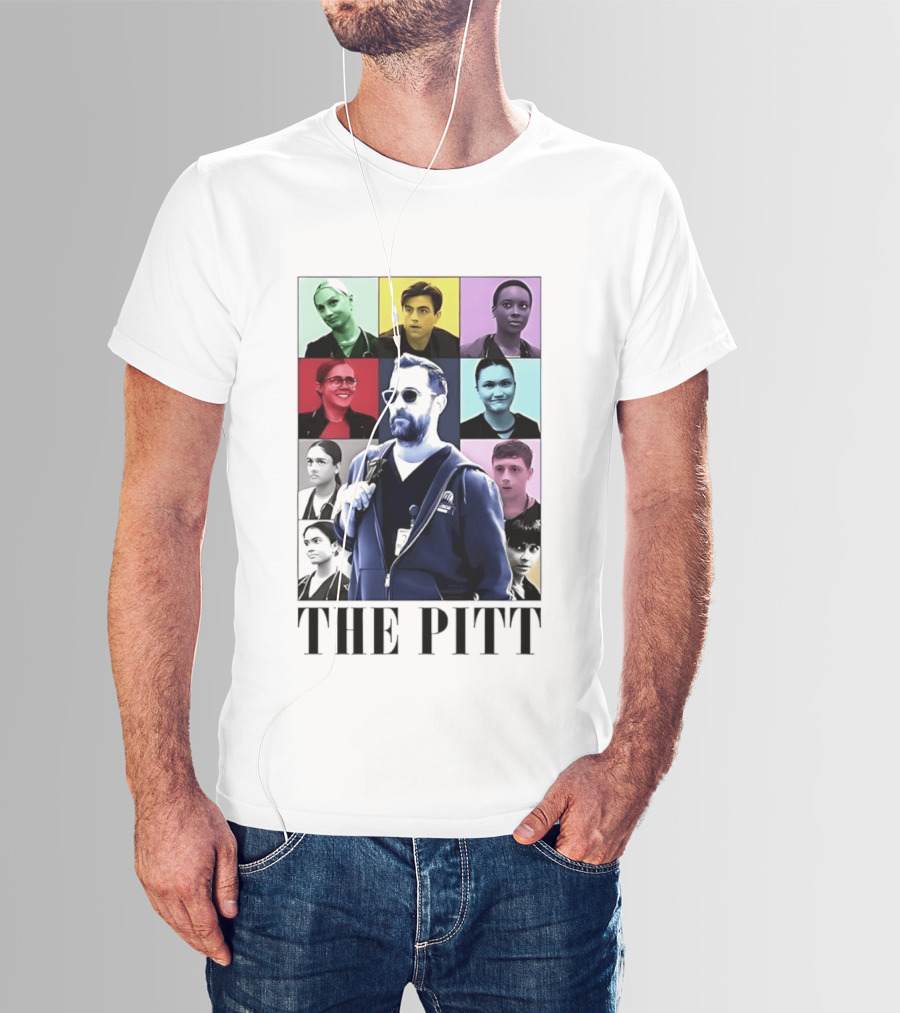 The Pitt Colorful Pop Grid Doctor Portraits Bearded Man In Sunglasses T-Shirt