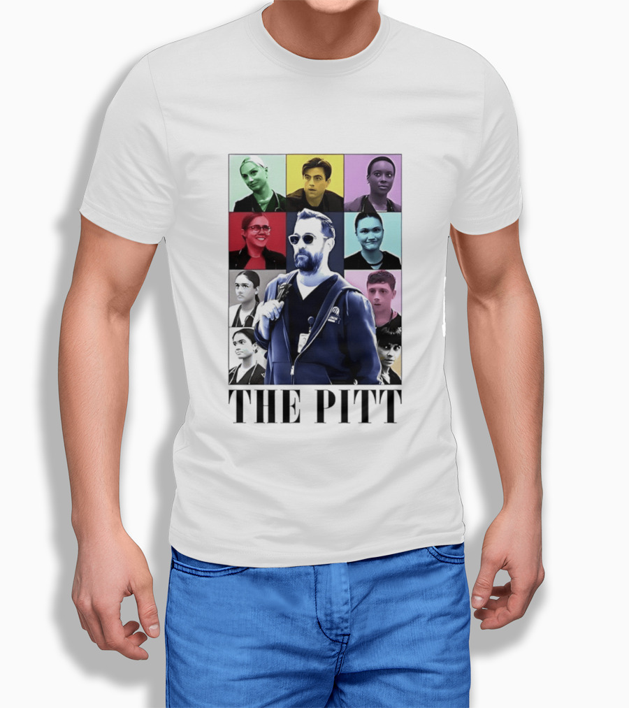 The Pitt Colorful Pop Grid Doctor Portraits Bearded Man In Sunglasses T-Shirt