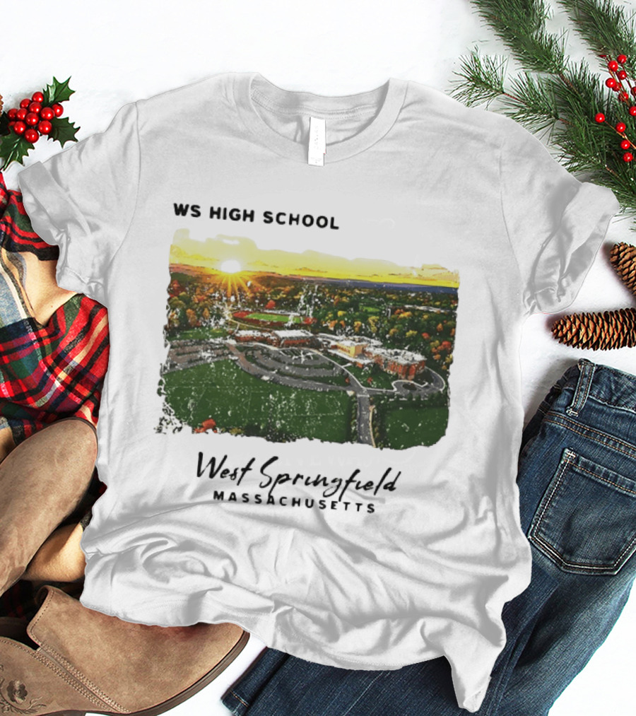WS High School West Springfield Massachusetts Aerial Sunset Campus Landscape T-Shirt