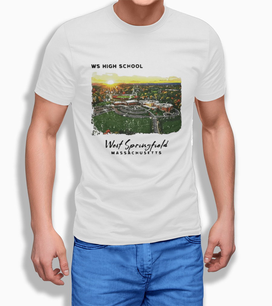 WS High School West Springfield Massachusetts Aerial Sunset Campus Landscape T-Shirt