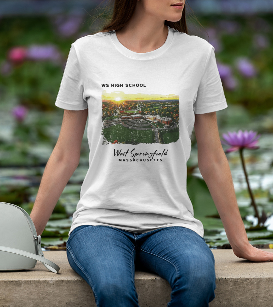WS High School West Springfield Massachusetts Aerial Sunset Campus Landscape T-Shirt