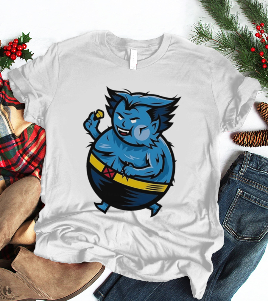 X Men Beast Caricature Cartoon Blue Character Cupcake T-Shirt