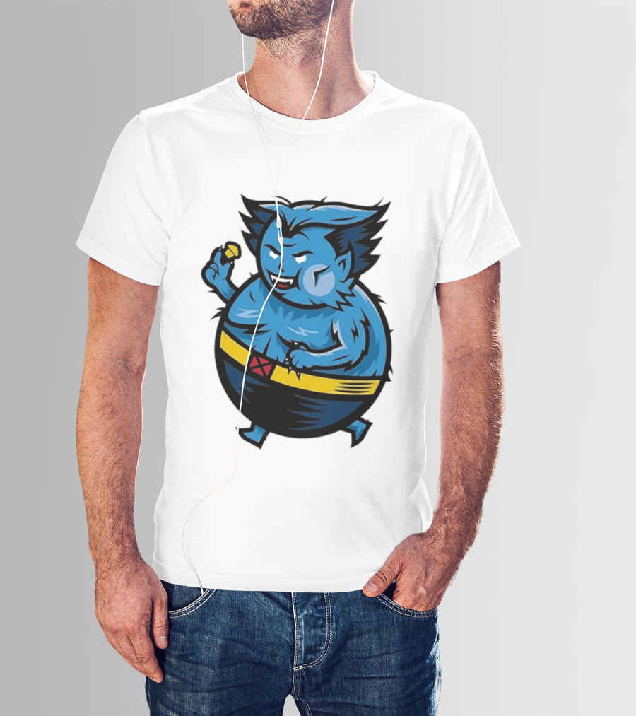 X Men Beast Caricature Cartoon Blue Character Cupcake T-Shirt
