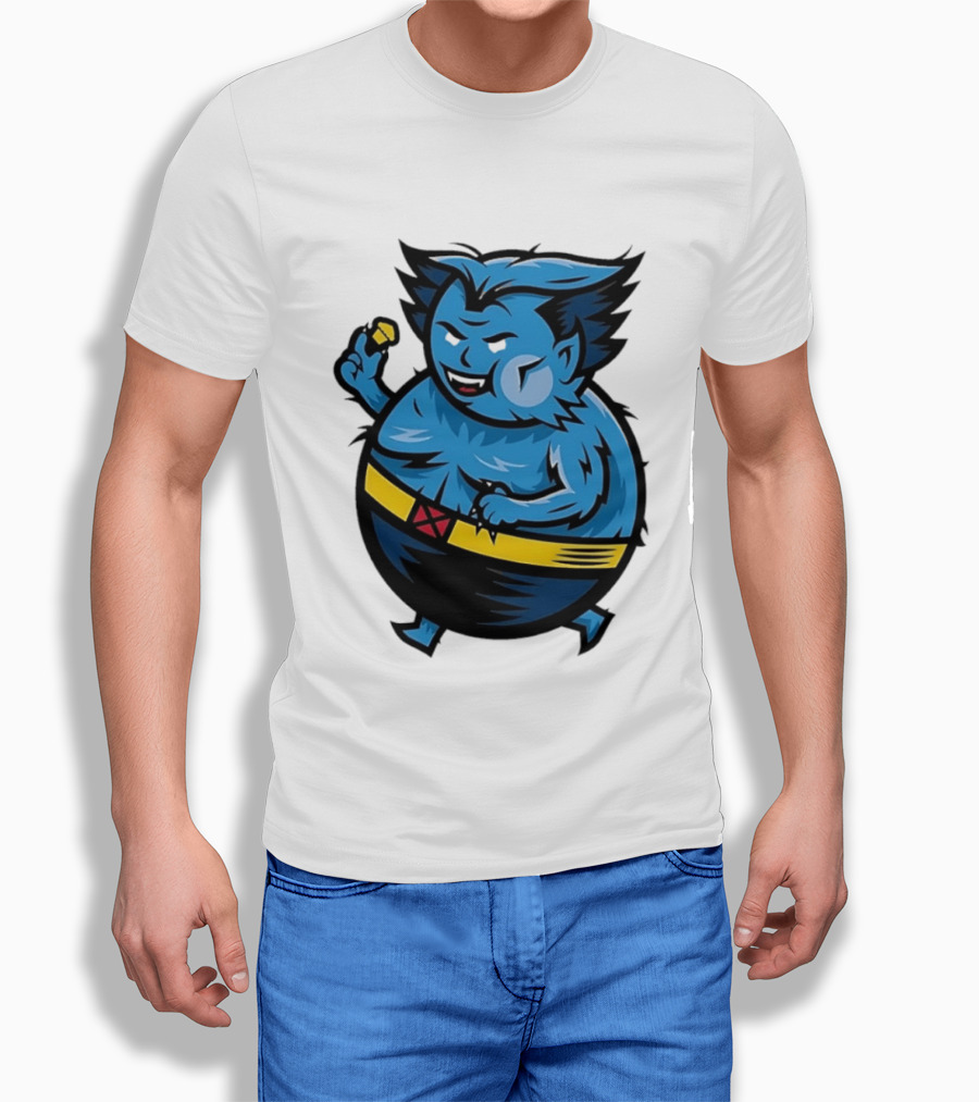 X Men Beast Caricature Cartoon Blue Character Cupcake T-Shirt