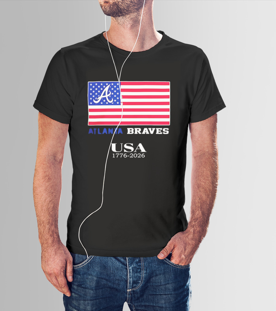 Atlanta Braves USA 1776 2026 American Flag Script A T-Shirt